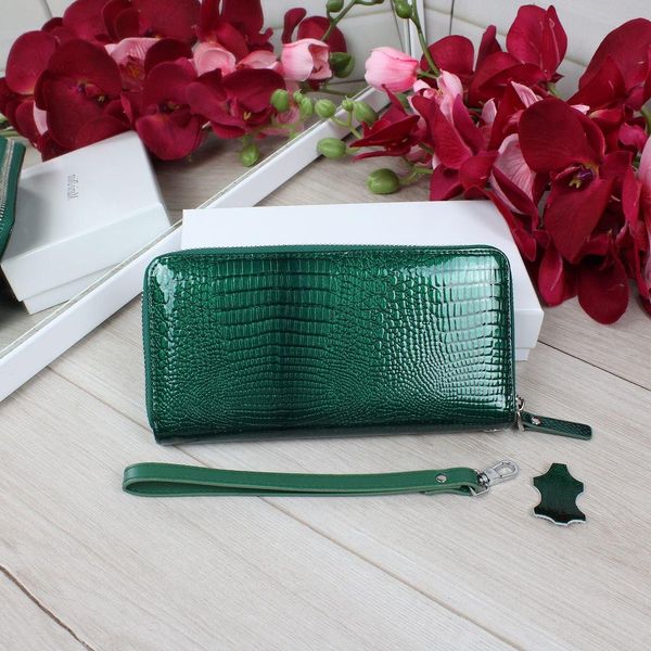 Жіночий гаманець з натуральної шкіри К172 зелений фото